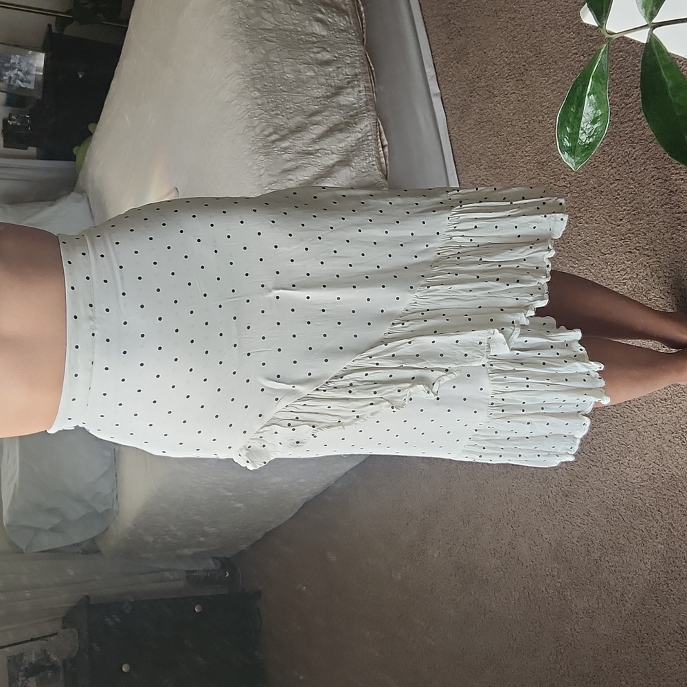 Midi Polkadot Ruffle Skirt